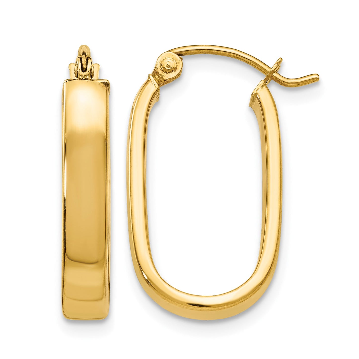 14k 3.5x22mm Polished Oval Tube Hoop Earrings