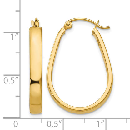14k 3.5x27mm Polished Oval Tube Hoop Earrings