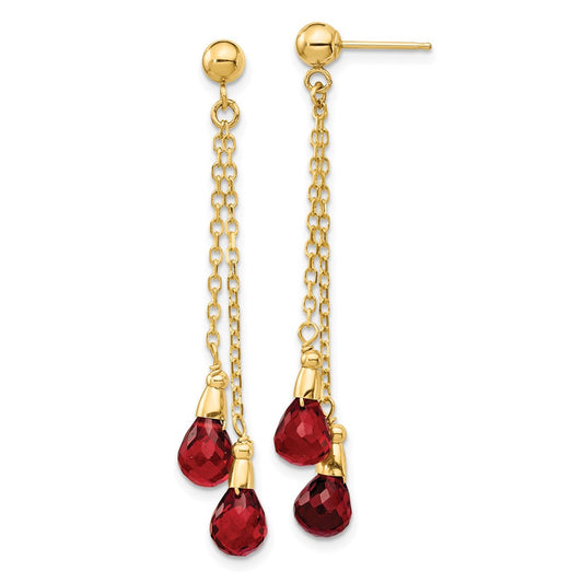 14k Garnet Dangle Earrings