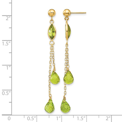 14k Peridot Chain Dangle Post Earrings