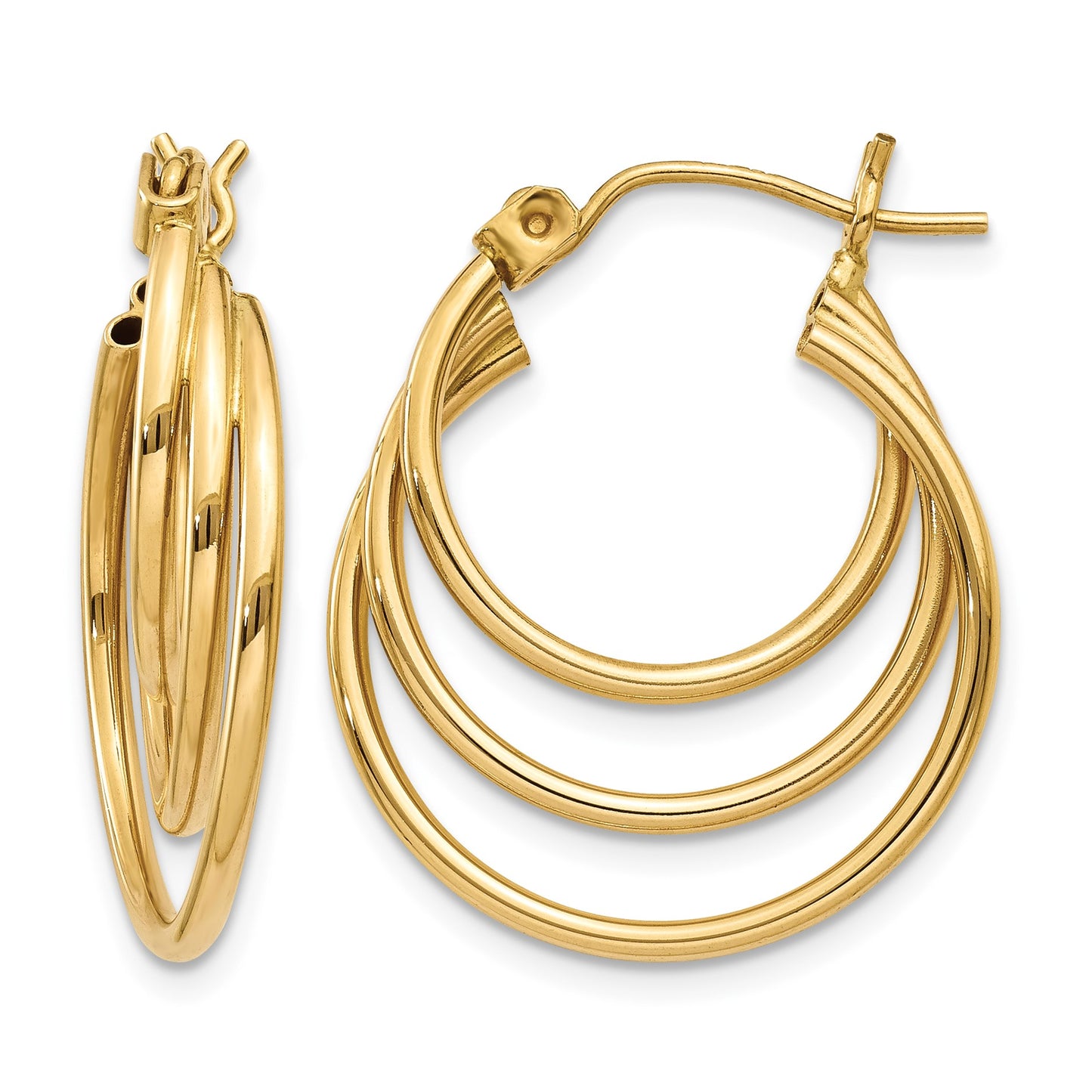 14k Triple Hoop Earrings