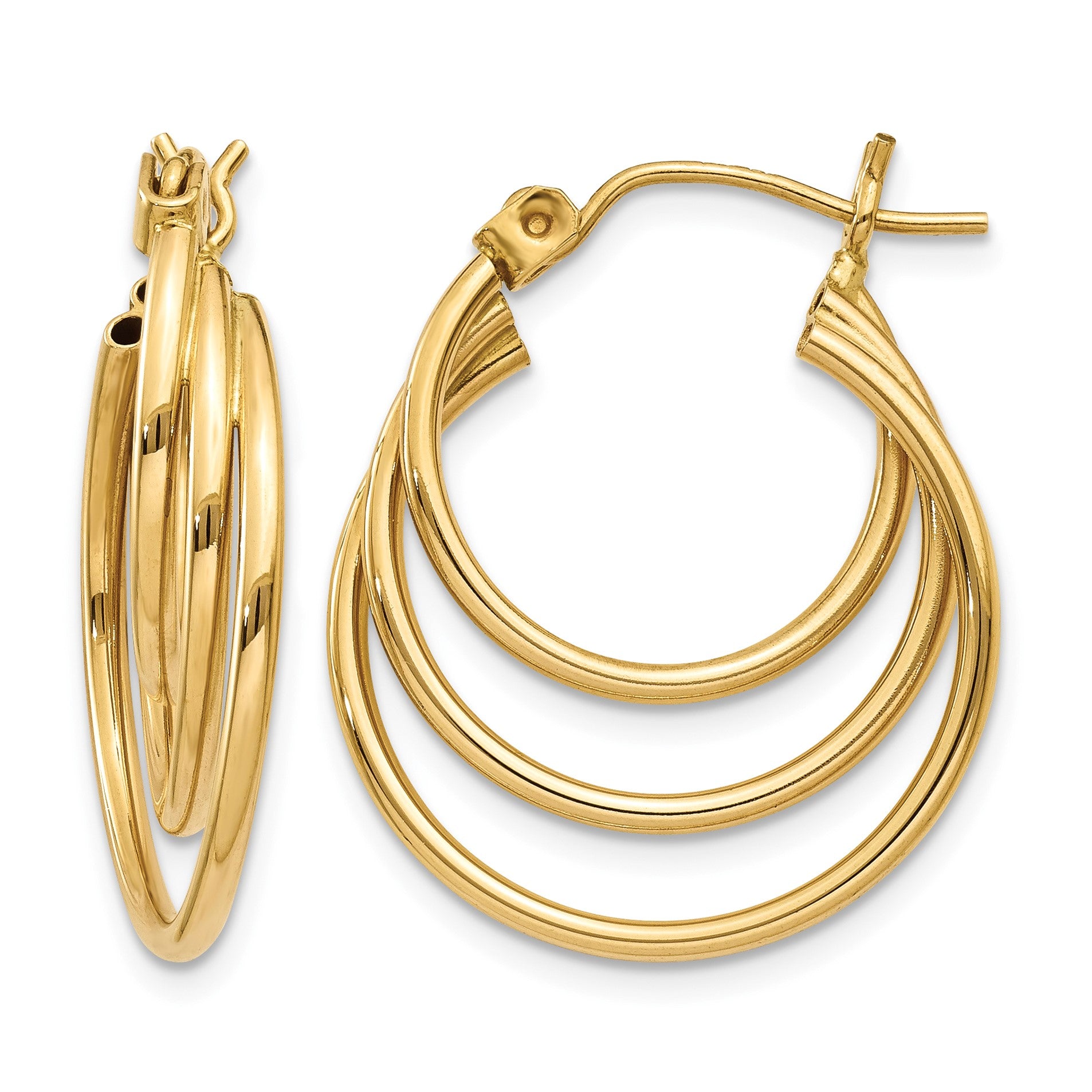 14k Triple Hoop Earrings