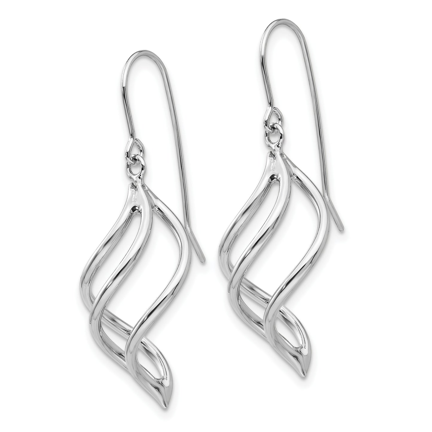 14K White Gold Swirl Dangle French Hook Earrings