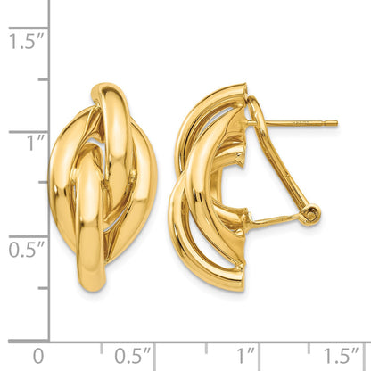 14k Swirl Omega Back Post Earrings