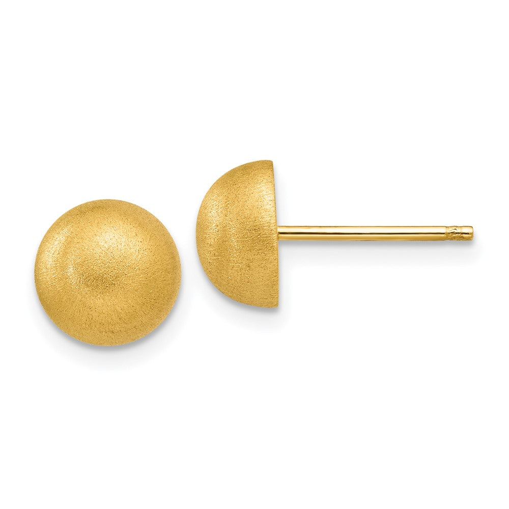 14k Hollow Satin 8.00mm Half Ball Post Earrings