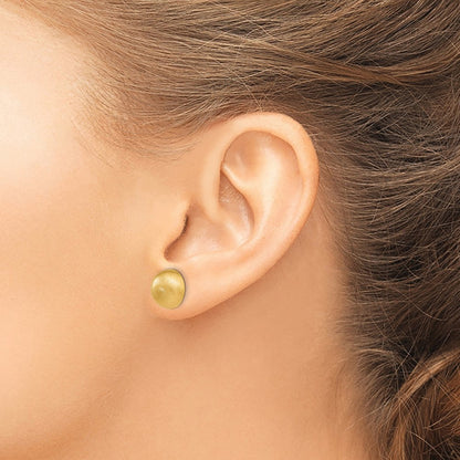 14k Hollow Satin 10.50mm Half Ball Post Earrings