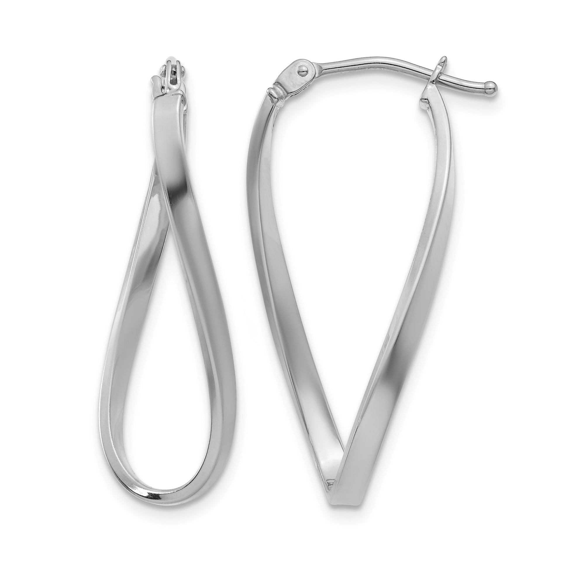 14k White Gold Small Twisted Earrings