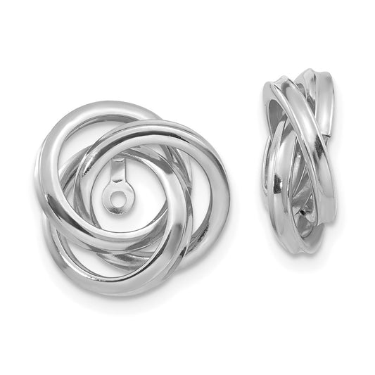 14K White Gold Polished Love Knot Earring Jackets