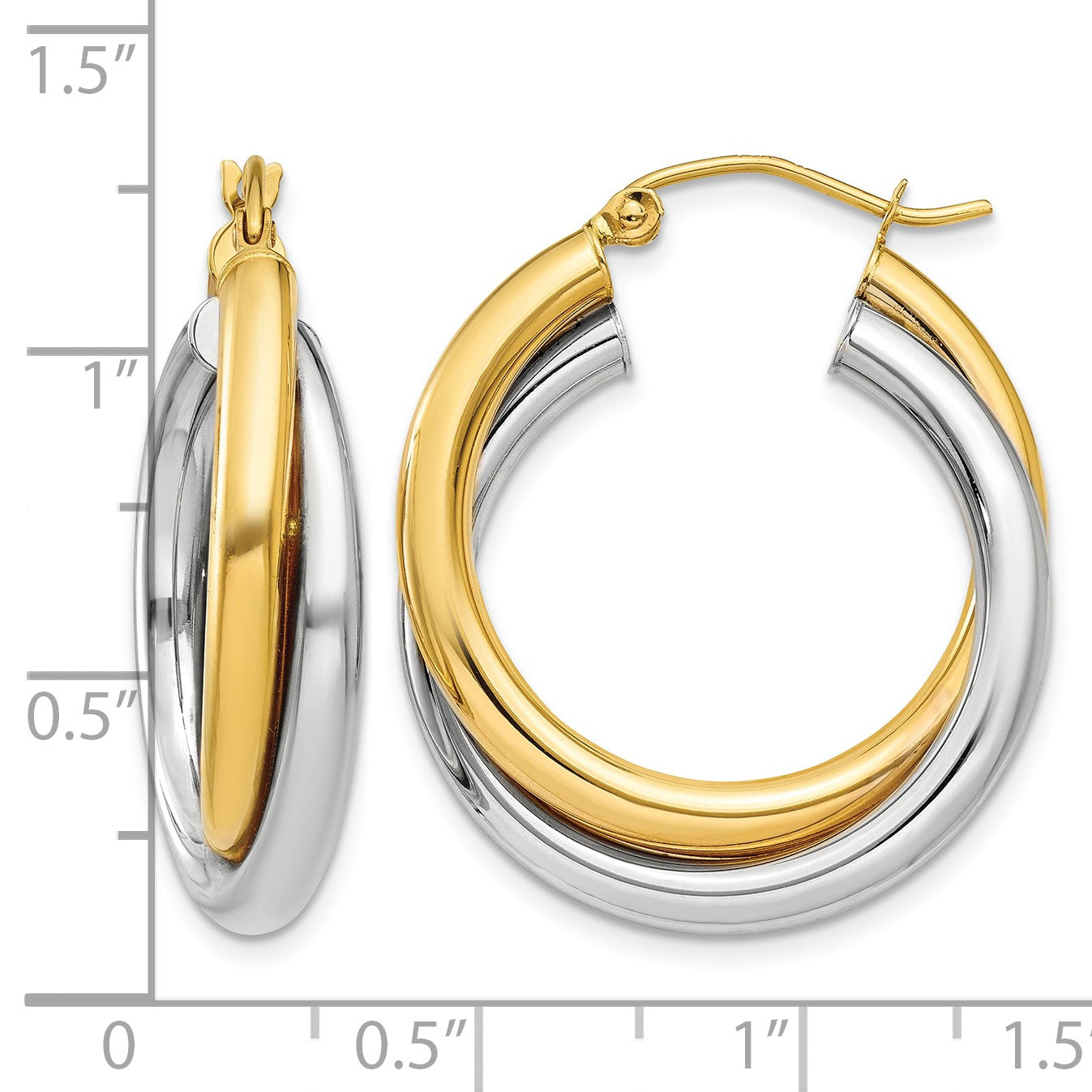 14k Two-tone Double Hoop Earrings