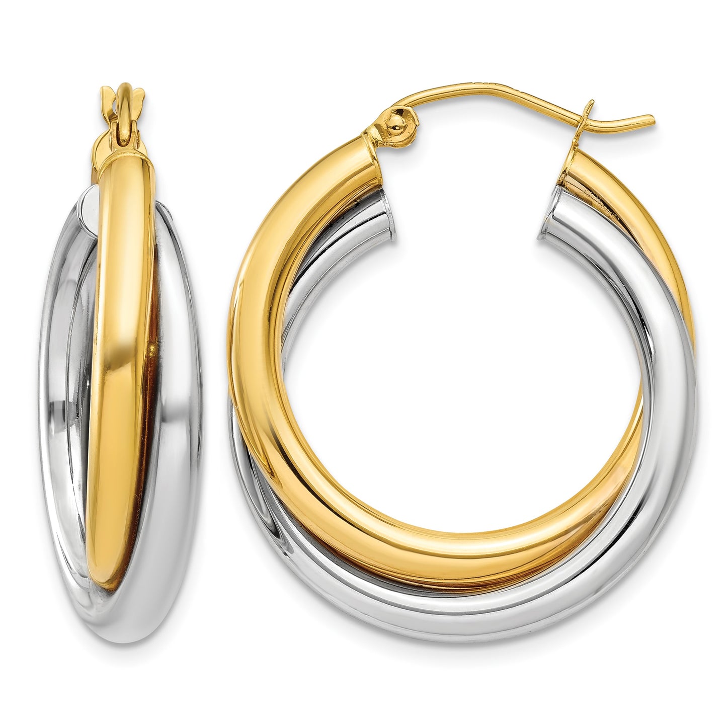 14k Two-tone Double Hoop Earrings