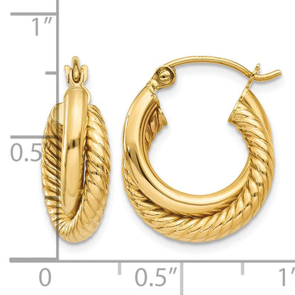 14k Polished Twisted Double Hoop Earrings
