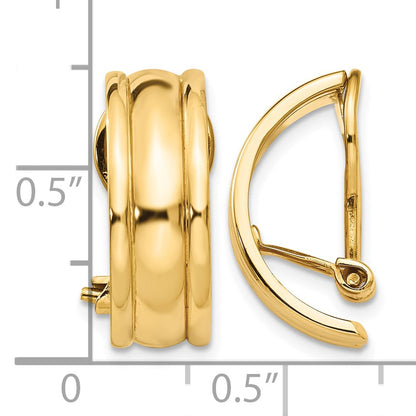 14k 7x18mm Polished Half Hoop Omega Back Non-pierced Earrings