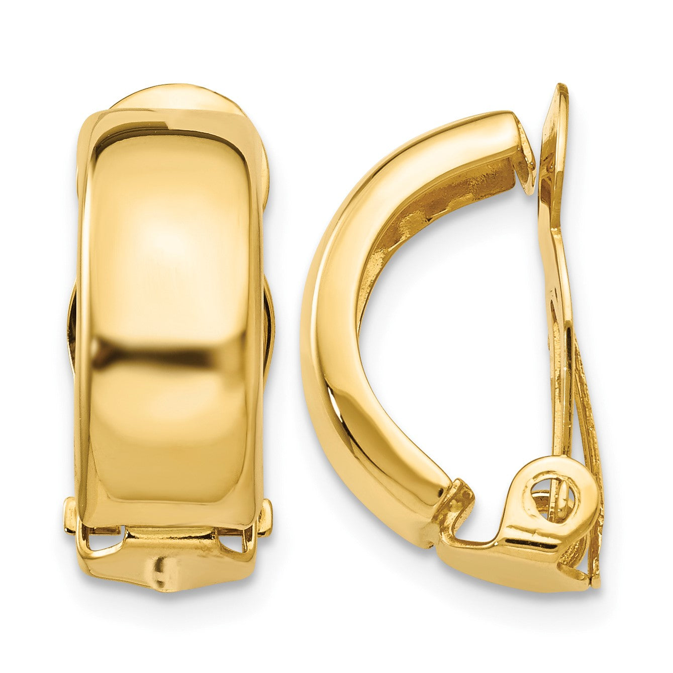 14k 6x18mm Polished Half Hoop Omega Back Non-Pierced Earrings