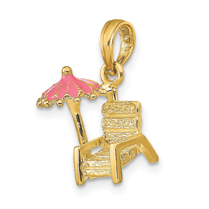 14K 3-D Beach Chair with Pink Enameled Umbrella Charm