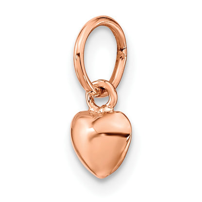 14K Rose Polished 3-D Puffed Heart Charm