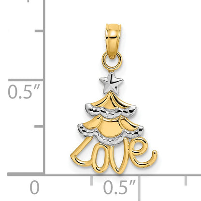 14k and White Rhodium LOVE Christmas Tree Charm