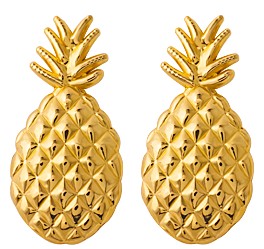 14K Polished and Textured Pineapple Post Earrings