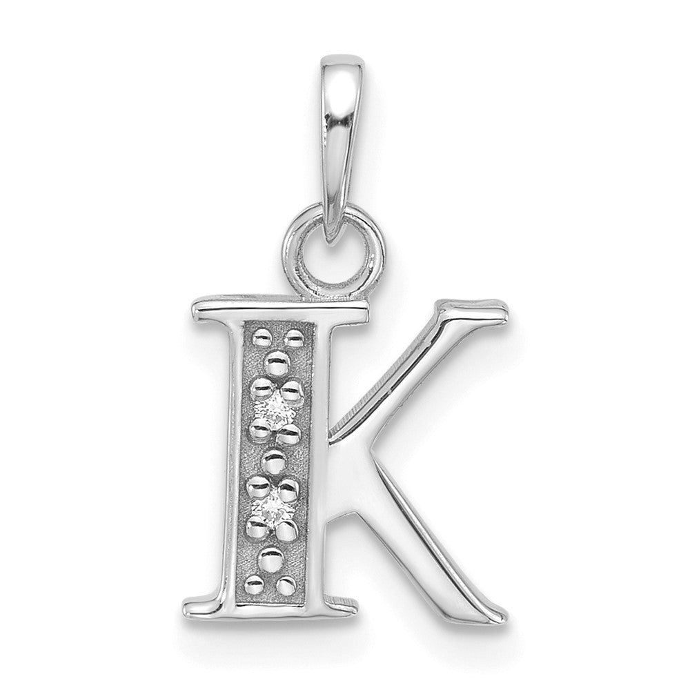 14k White Gold Diamond Letter K Initial Pendant