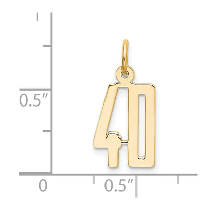 14k Yellow Gold Small Elongated Number 40 Charm Pendant