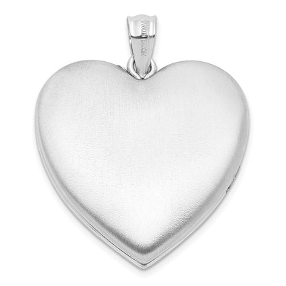 Sterling Silver Rhodium-plated Flower Ash Holder Heart Locket Pendant