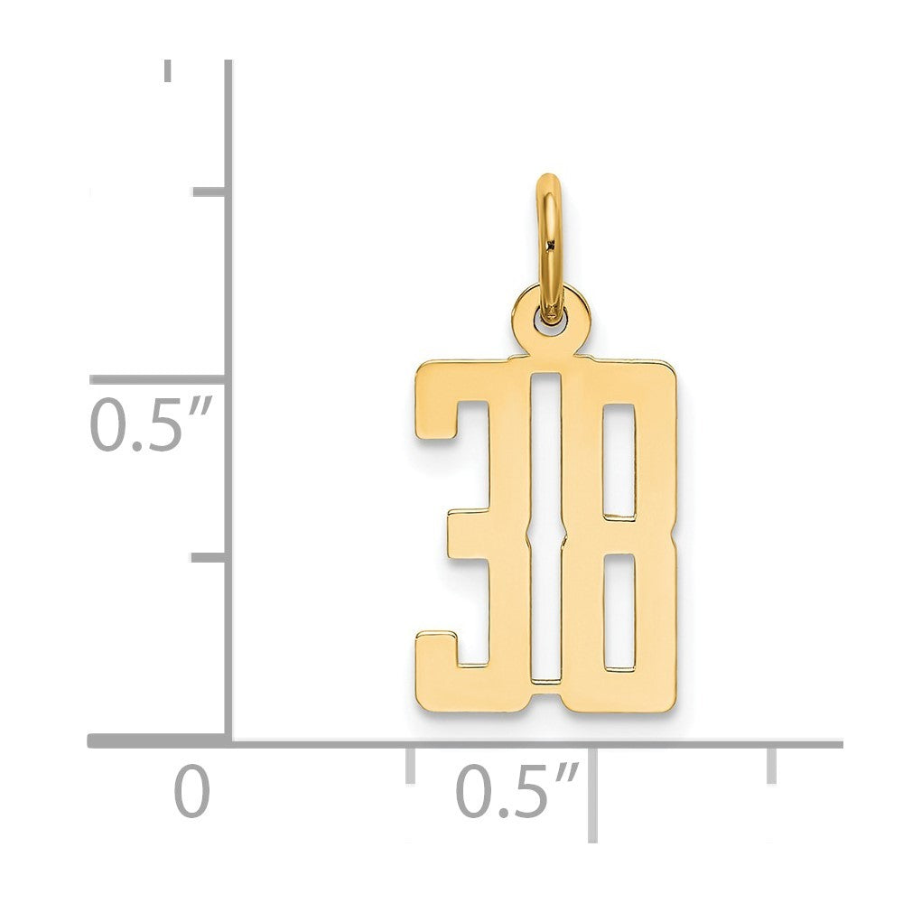 14k Yellow Gold Small Elongated Number 38 Charm Pendant