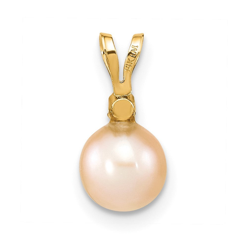 14k Yellow Gold 6-7mm Round Freshwater Cultured Pearl & Diamond Pendant