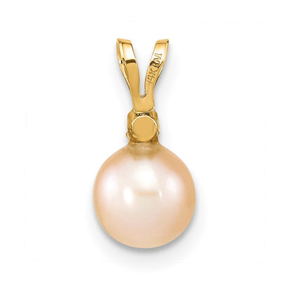 14k Yellow Gold 6-7mm Round Freshwater Cultured Pearl & Diamond Pendant