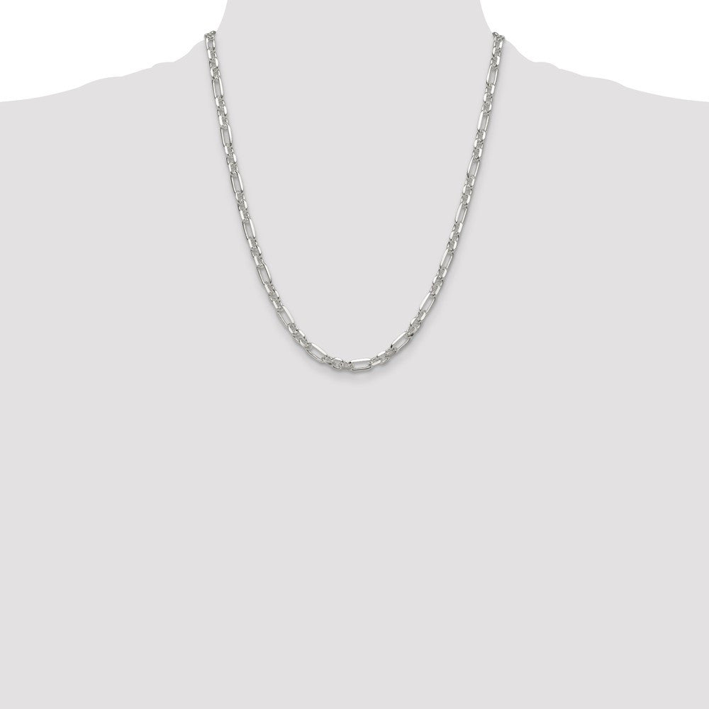 Sterling Silver Diamond-Cut 3 Short Plus 1 Long Cable Link Chain Necklace 22"