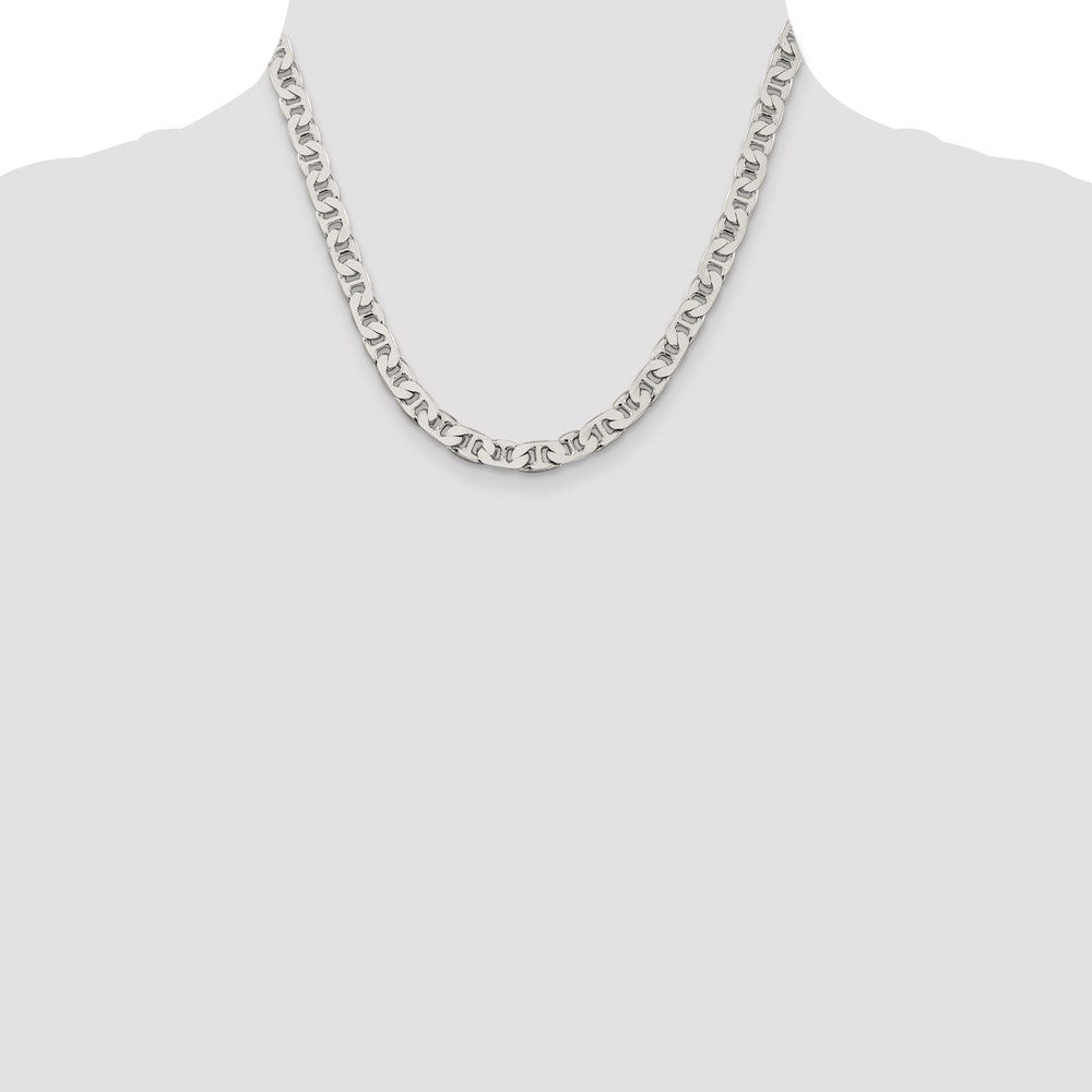 Sterling Silver 6.5mm Flat Anchor Chain Necklace 18"