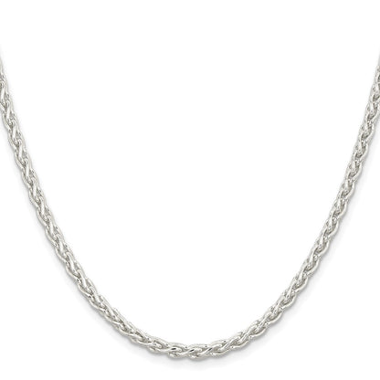 Sterling Silver 3.7mm Round Spiga Chain Necklace 24"