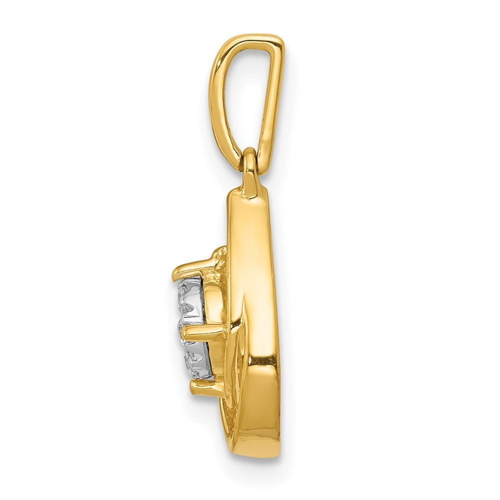 14k Yellow Gold Polished 1/15ct. Diamond Fancy Teardrop Pendant