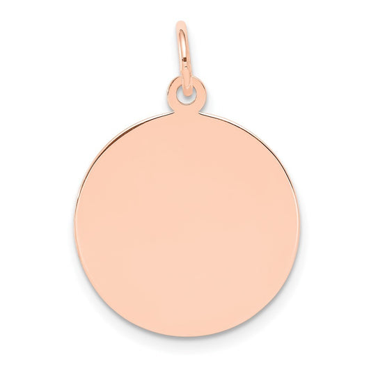 14k Rose Gold Plain .011 Gauge Circular Engraveable Disc Charm Pendant