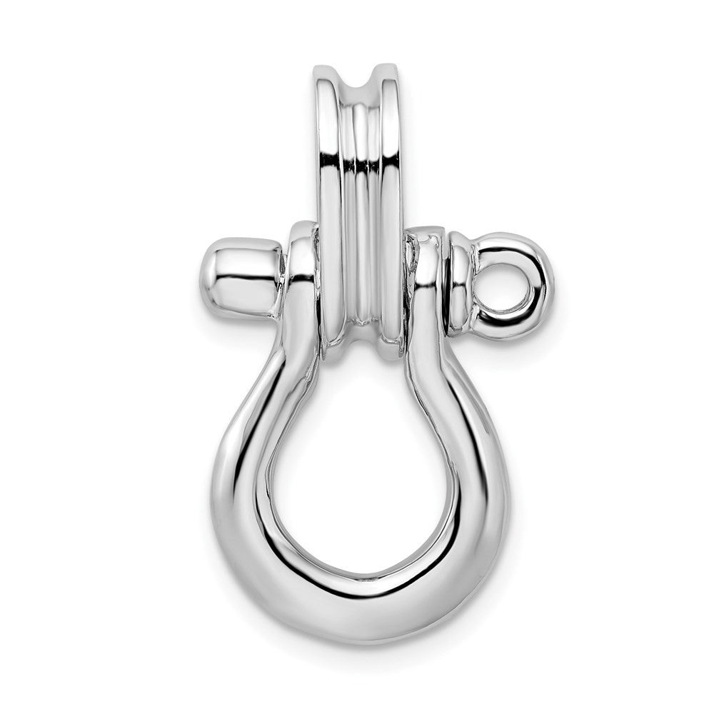 Sterling Silver Rhodium-Plated 3D Large Shackle Link with Pulley Pendant