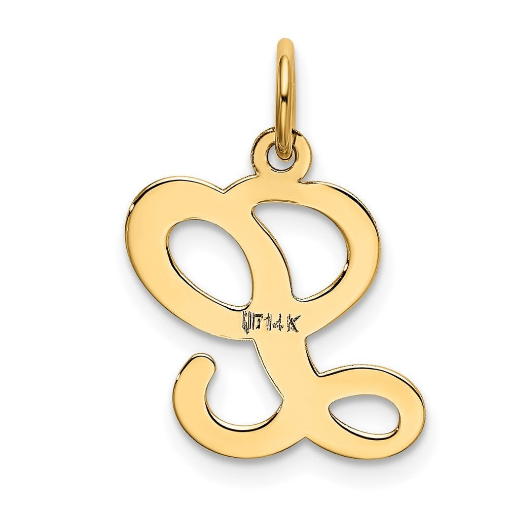 14k Yellow Gold Script Letter L Initial Charm Pendant