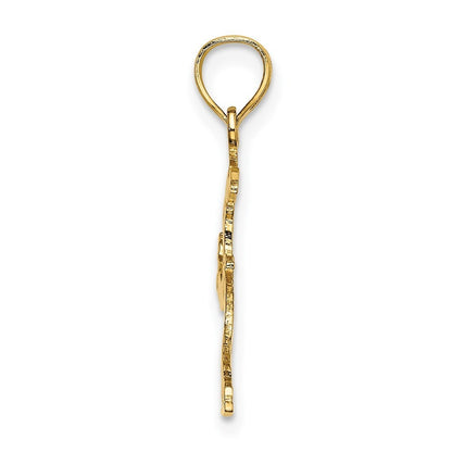 14k Yellow Gold Ice Skater Jumping Charm Pendant