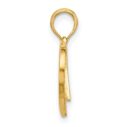 14k Yellow Gold Polished Fancy Wings and Heart Charm Pendant