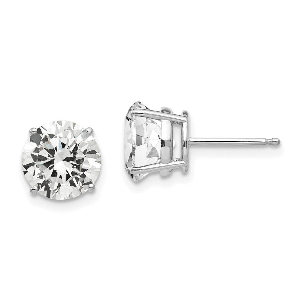 14k White Gold 8mm Cubic Zirconia Stud Earrings