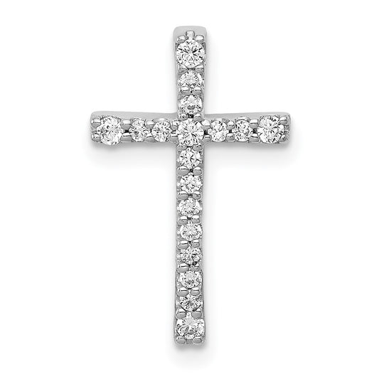 14k White Gold 1/5ct. Diamond Latin Cross Chain Slide Pendant