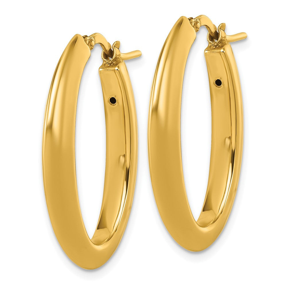 14k Yellow Gold Polished Oval Hoop Earrings