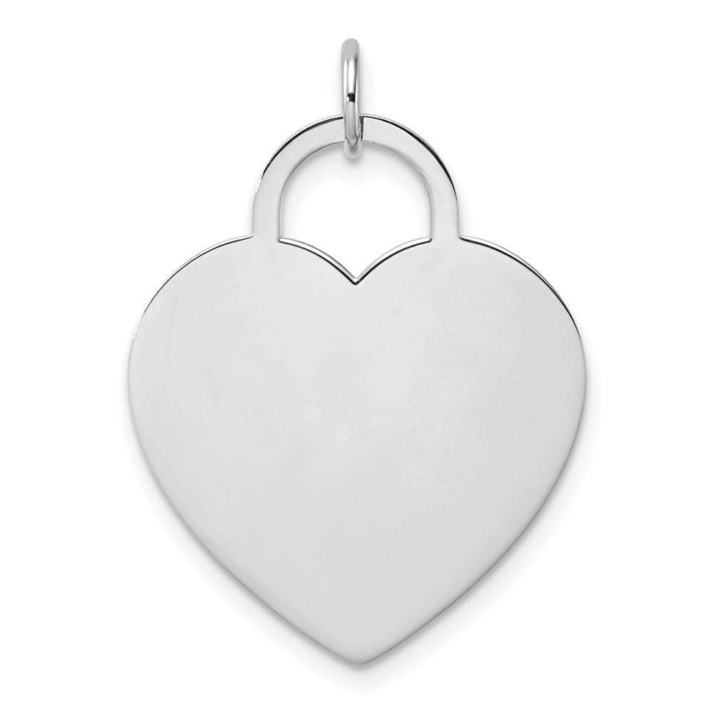 14k White Gold Heart Disc Charm Pendant