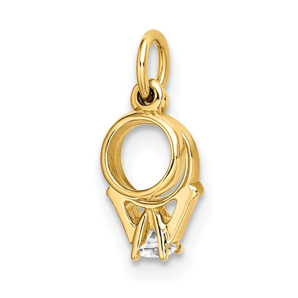 14k Yellow Gold CZ Mini 3D Wedding Ring Charm Pendant