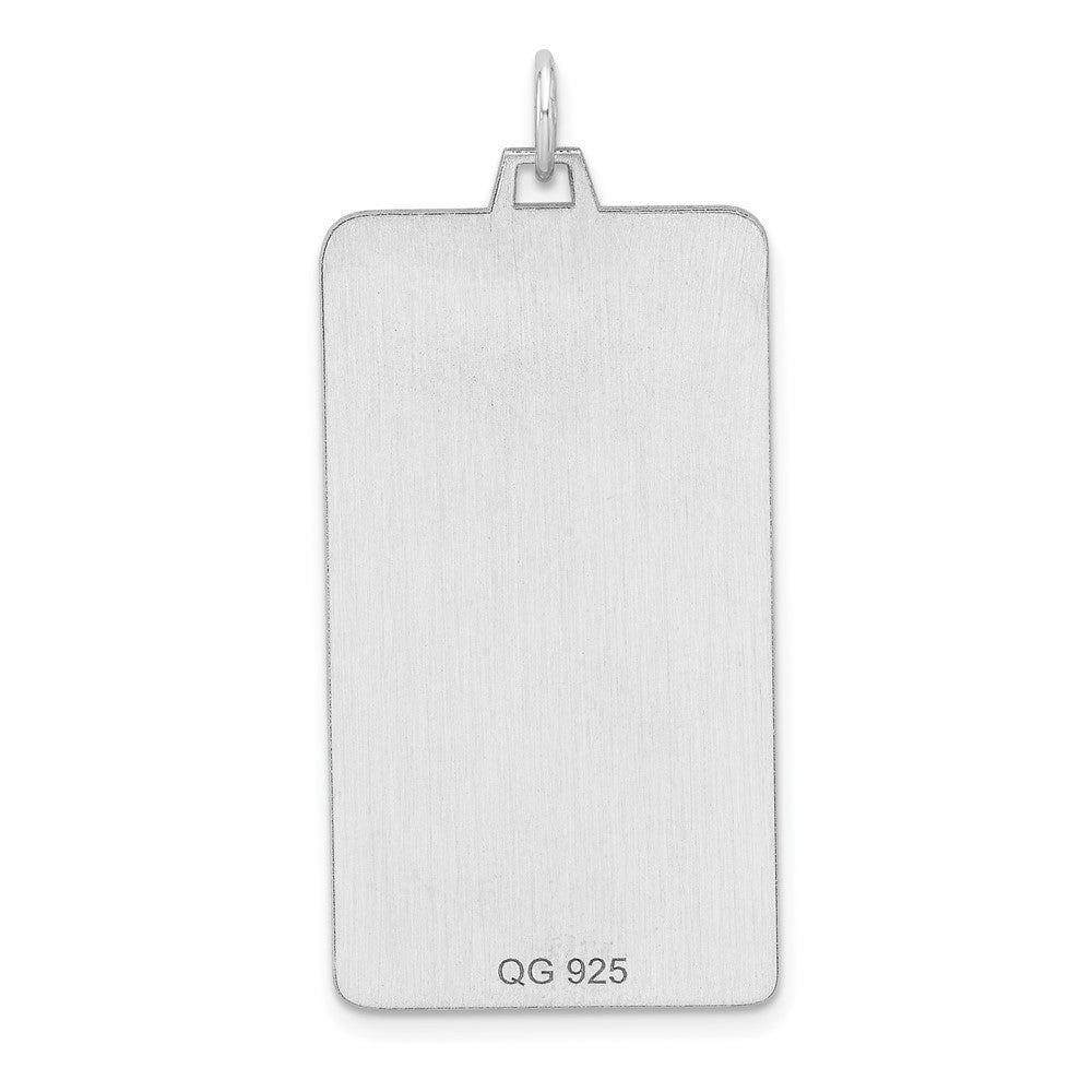Sterling Silver Rhod-plate Rect. Polish Front Satin Back Disc Charm Pendant
