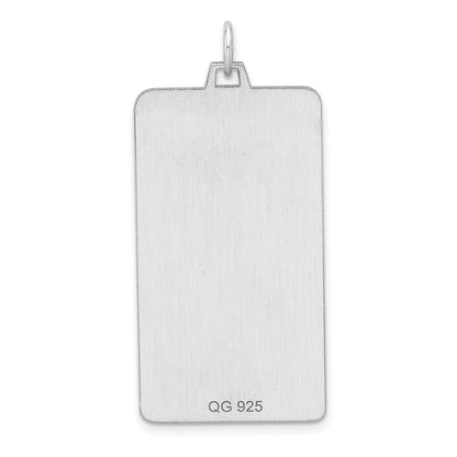 Sterling Silver Rhod-plate Rect. Polish Front Satin Back Disc Charm Pendant