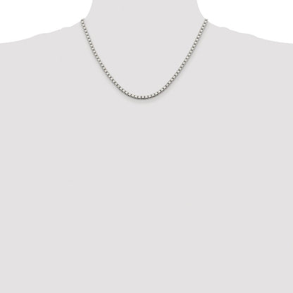 Sterling Silver Rhodium-plated 3.25mm Box Chain Necklace 18"