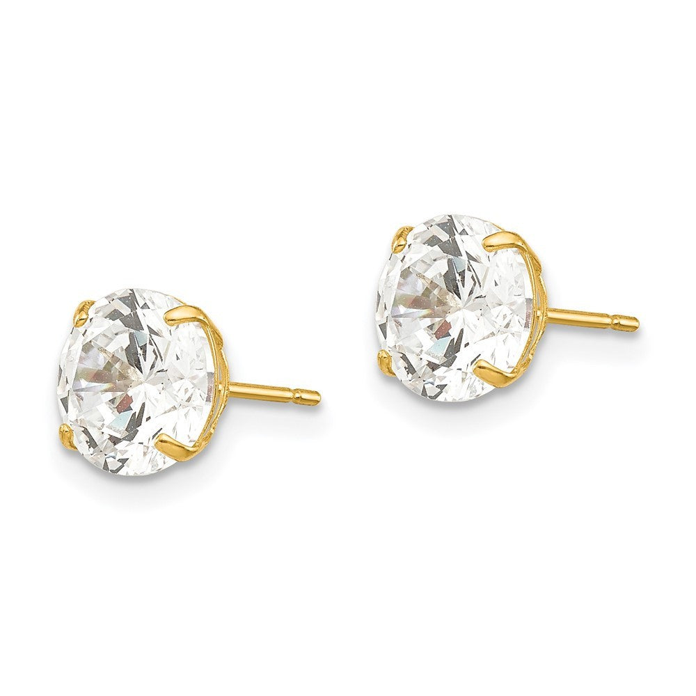 14k Yellow Gold 7mm Round Cubic Zirconia Stud Earrings