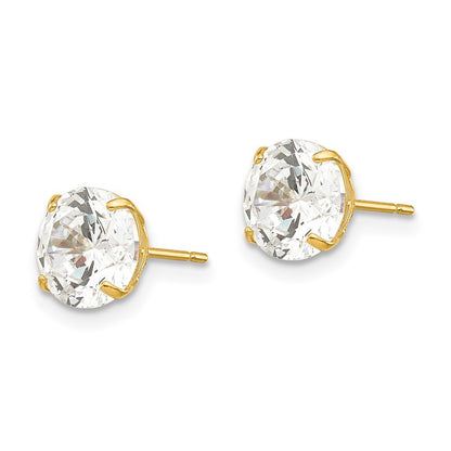 14k Yellow Gold 7mm Round Cubic Zirconia Stud Earrings