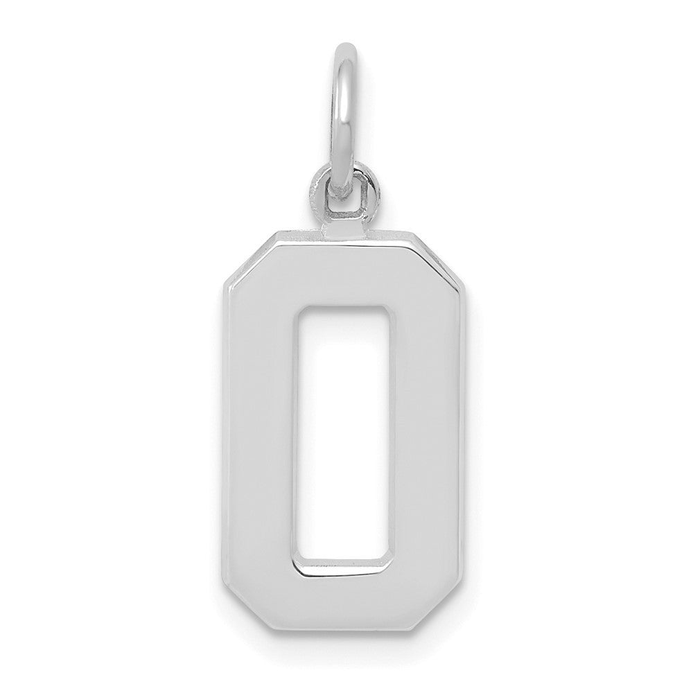 14k White Gold Medium Polished Number 0 Charm Pendant