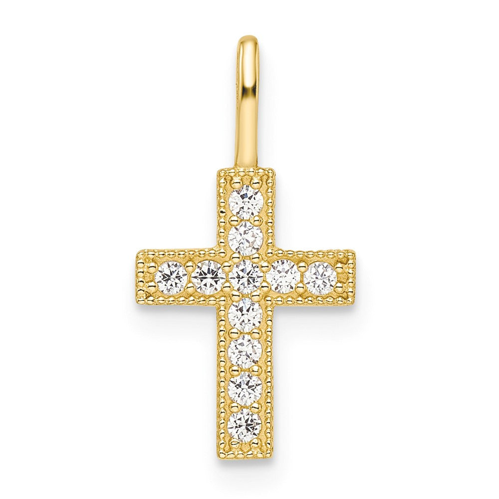 14k Yellow Gold CZ Cross Pendant