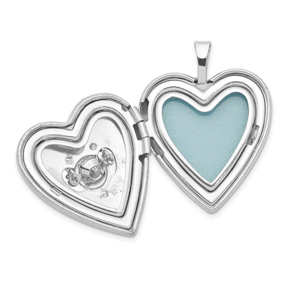 Sterling Silver Rhodium-plated Diamond & CZ Heart Locket Pendant