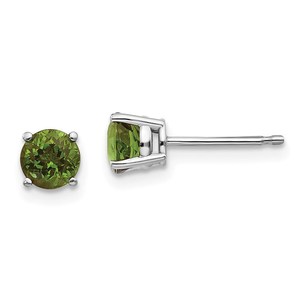 14k White Gold Green Tourmaline Stud Earrings